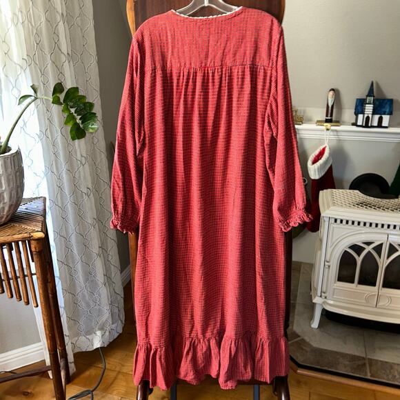 Fundamentals Nightgown Womens 2X Red Plaid Vintage Heavy Grandma Cottagecore - Picture 6 of 9